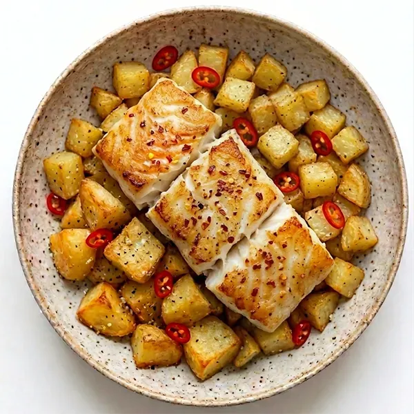 Pan Seared Fish With Roast Potatoes